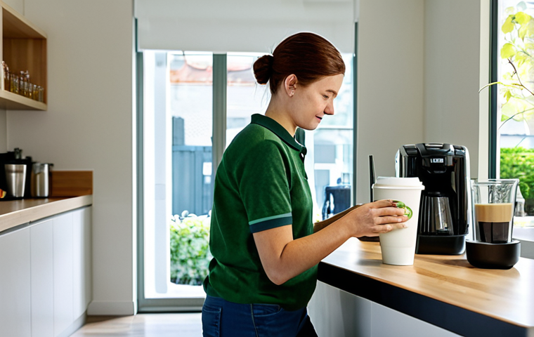 Individual Eco-Friendly Habits**
    A person (gender-neutral) demonstrating eco-friendly daily habits in a series of vignettes. The first scene shows a person in a modest, casual shirt turning off a light switch in a brightly lit modern living room. The next scene features the same person sorting recycling into distinct bins (paper, plastic, glass) in a clean kitchen, fully clothed, appropriate attire. Another scene depicts the person cycling safely on a well-maintained city bike path, wearing comfortable, modest clothing, with a natural pose. The final scene shows the person using a reusable coffee cup at a cafe counter. perfect anatomy, correct proportions, natural body proportions, well-formed hands, proper finger count, professional photography, high quality, safe for work, appropriate content, fully clothed, family-friendly.

2.  **Prompt for