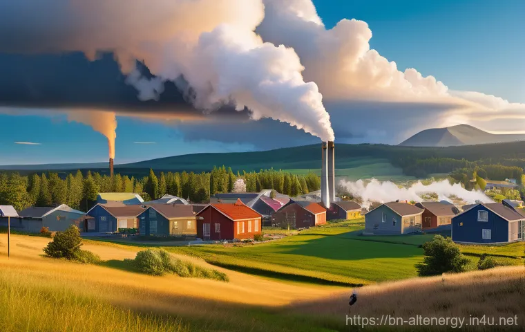 지열 에너지 비용 - **Prompt: "An aerial view of a futuristic geothermal power plant, elegantly integrated into a pristi...