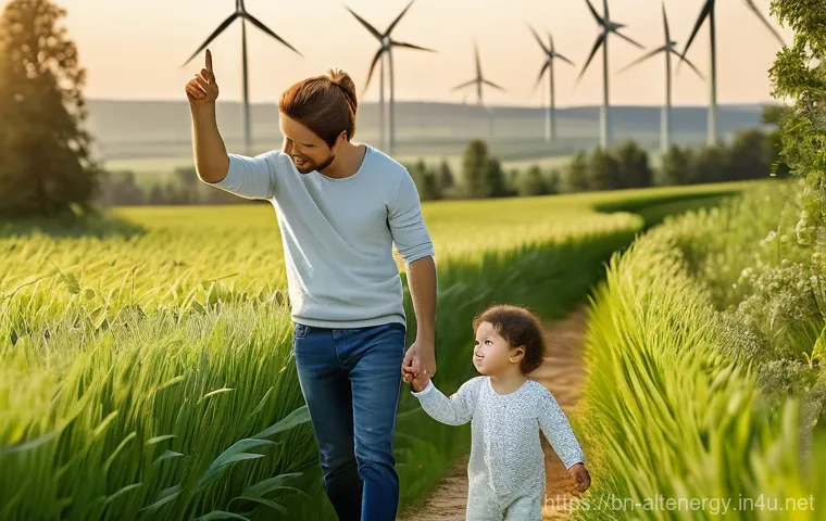 대체에너지 수출 국가 - **Thriving Green Community and Local Economy:**
    "A heartwarming and active scene depicting a rur...