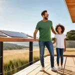 Home 19 친환경 주택 설계 - **Prompt:** A modern, aesthetically pleasing green home exterior bathed in warm, natural sunlight. T...