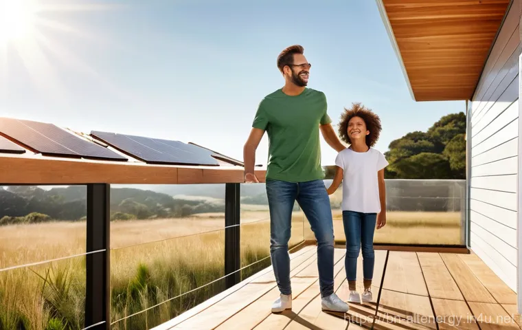 친환경 주택 설계 - **Prompt:** A modern, aesthetically pleasing green home exterior bathed in warm, natural sunlight. T...