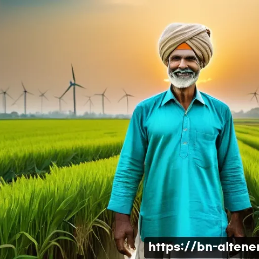 농업용 풍력 발전 - **Prompt:** A vibrant and serene scene in a rural Bangladeshi paddy field during a bright morning. A...