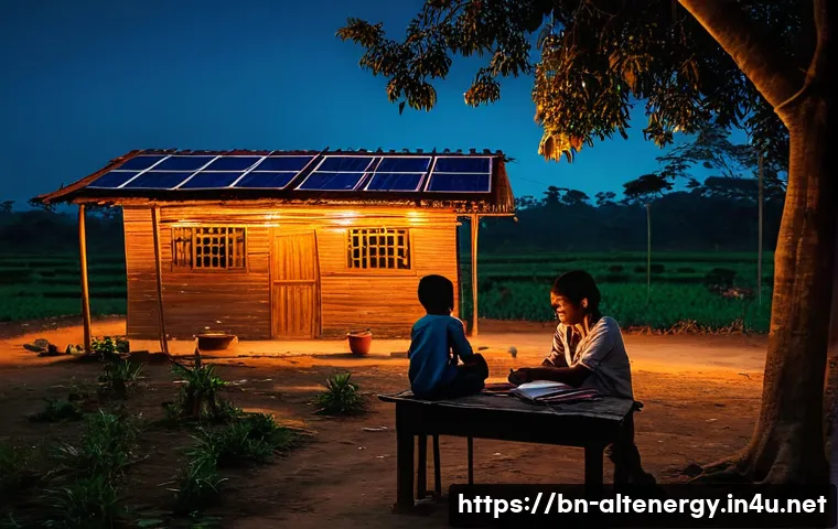 대체에너지 관련 정부 정책 변화 - **Prompt 1: Solar-Powered Rural Bangladesh**
"A vibrant, warm shot of a rural Bangladeshi villag...